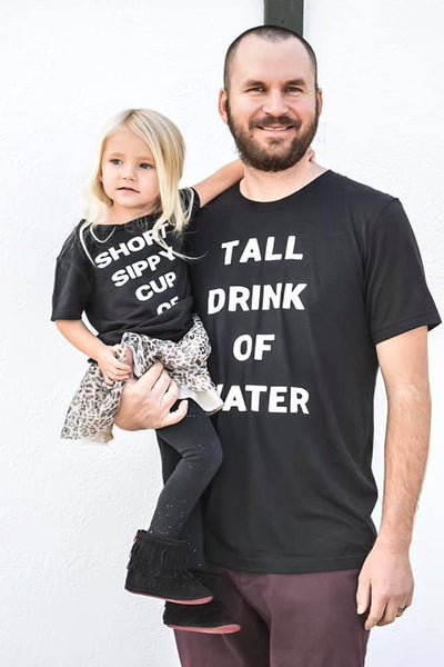 Tall Drink of Water/Short Sippy Cup of Juice Onesie & T-shirt Set