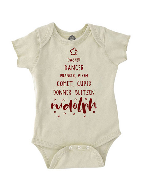 Reindeer Names Organic Bodysuit