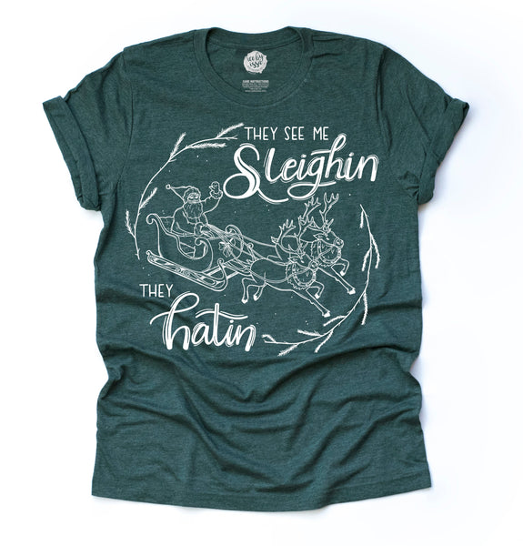 They See Me Sleighin' Unisex Adult Tee/Raglan