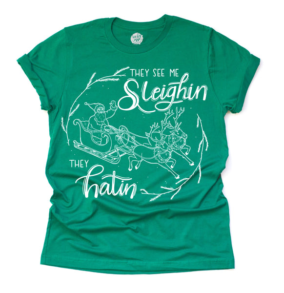 They See Me Sleighin' Unisex Adult Tee/Raglan