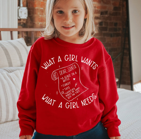 What a Girl Wants Toddler Fleece Crewneck Pullover Sweater