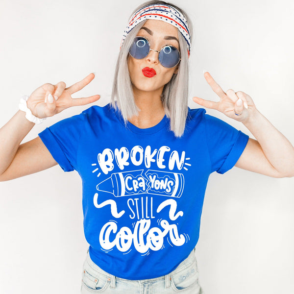 Broken Crayons Still Color Adult Unisex Tee