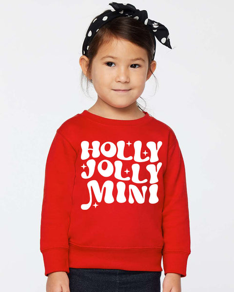 Holly Jolly Mini Toddler Fleece Crewneck Pullover Sweater