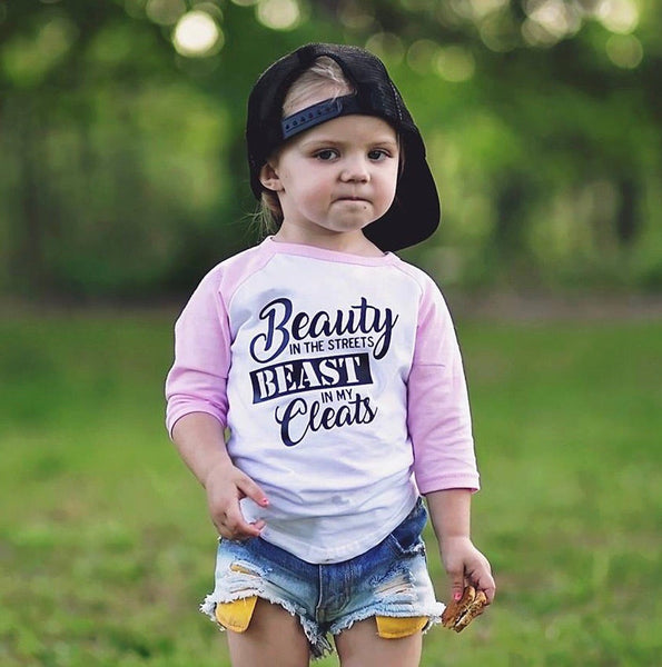 Beast in my Cleats Kids Raglan Tee