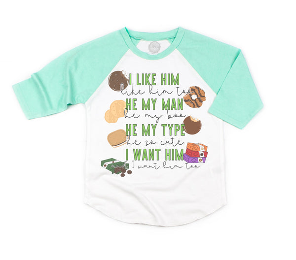 I Like Him (Cookies) Kids Tee/Raglan