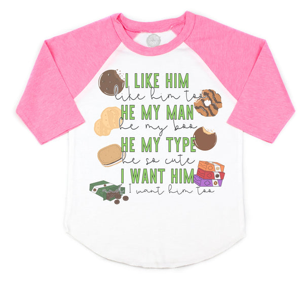 I Like Him (Cookies) Kids Tee/Raglan