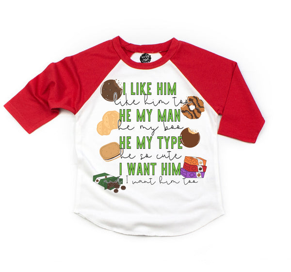 I Like Him (Cookies) Kids Tee/Raglan